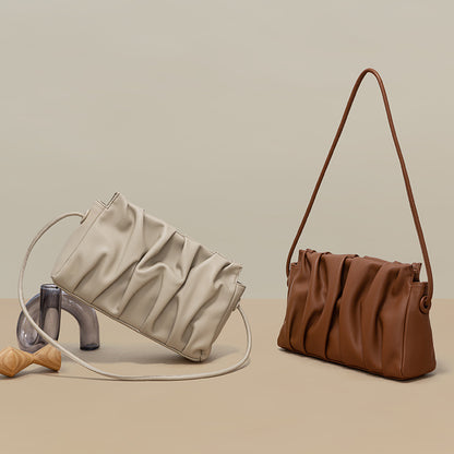 Women's Genuine Leather Cloud Bag Original Small Square Crossbody Handbag Shoulder Bag Korean Fashion