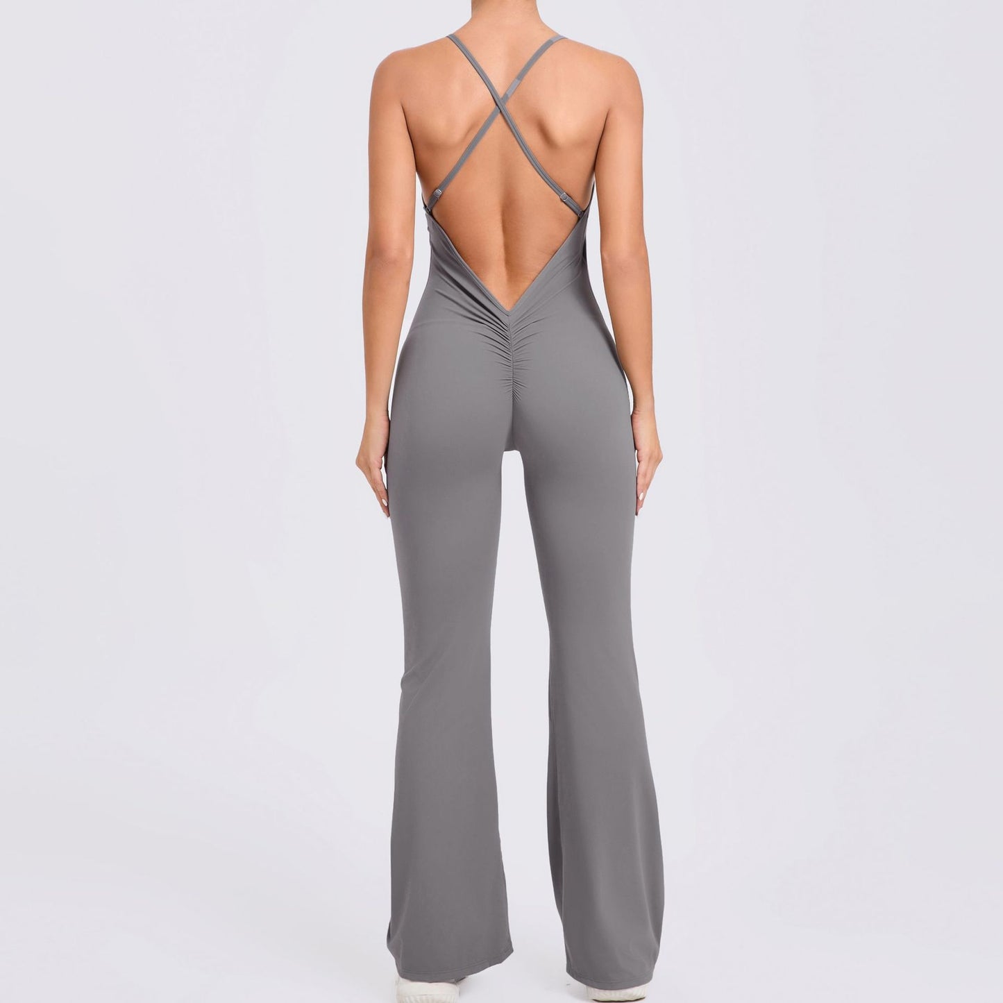 Adjustable Shoulder Strap Flare Yoga Jumpsuit Hollow Out Design for Enhanced Lift and Support for Fitness Enthusiasts