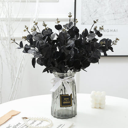 Black Money Plant Eucalyptus Bundle - Perfect for Halloween and Christmas Party Decorations, Lifelike Faux Floral Arrangement for Cozy Home Decor