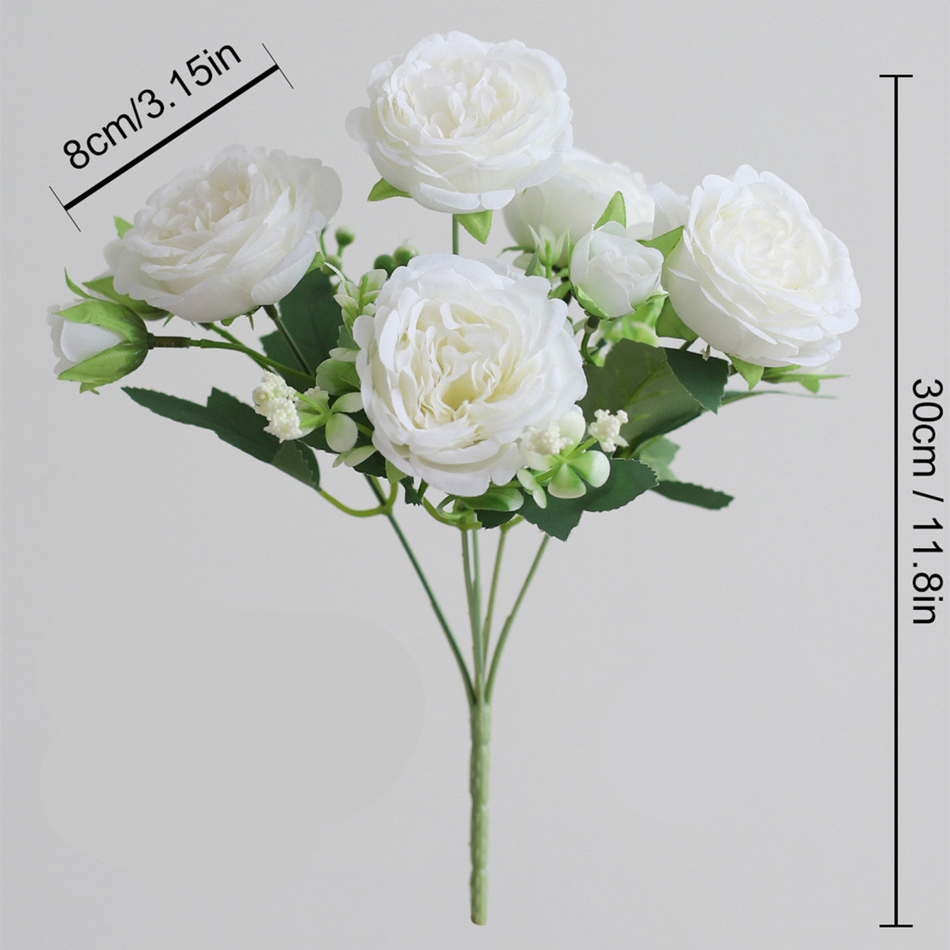 Stunning 5-Head Persian Peony & Rose Bouquet - Soft Silk Artificial Flowers for Home Décor and Living Room Aesthetics