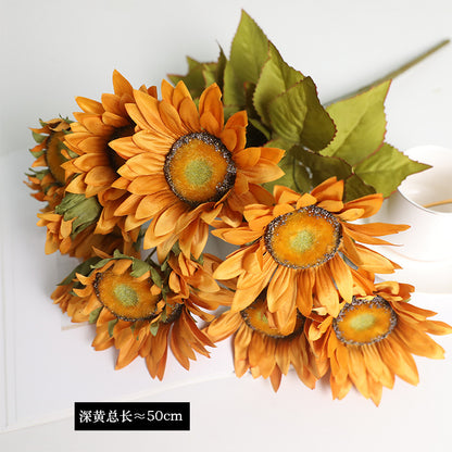 Vibrant Autumn-Inspired 13-Piece Artificial Sunflower Bouquet for Weddings and Home Decor – Stunning Faux Floral Arrangement Perfect for Hotels and Celebrations