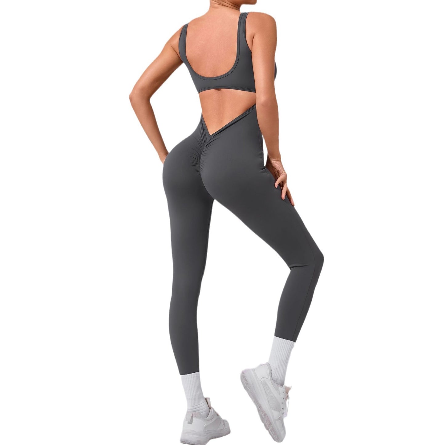 Sleeveless V Waist High Rise Slimming Bodysuit Sculpting Yoga and Outdoor Running Suit for Elevated Fitness Performance