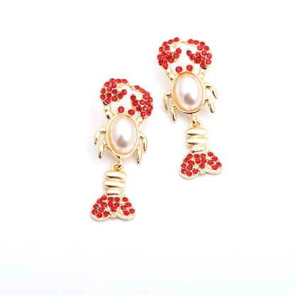 Unique Rhinestone Shrimp Earrings - Trendy Animal Jewelry for Bold Fashion Statements!