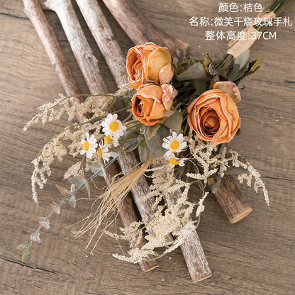 Lifelike Smiling Rose Bouquet - Elegant Faux Flower Arrangement for Home Décor - Perfect Handheld Rose for Walls & Special Occasions - Model MW57894