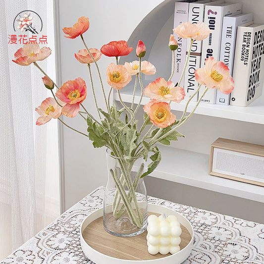 High-Quality Poppy Artificial Flower Bouquet – Perfect Silk Floral Decoration for Your Living Room and Dining Table, Stunning Home Decor Accent