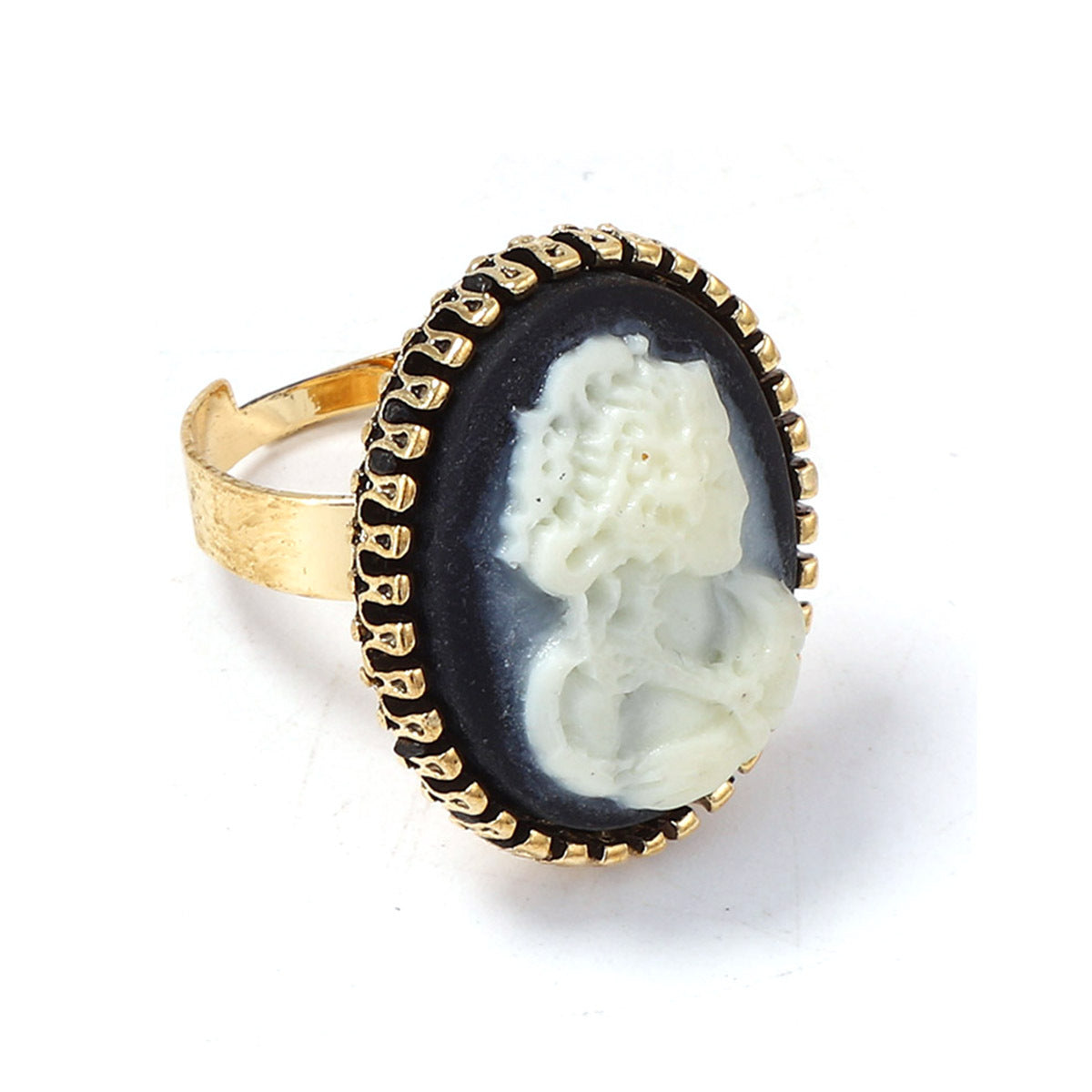 Elegant Vintage Alloy Drip Oil Angel Open Geometric Oval Ring - Versatile Casual Accessory for Everyday Wear