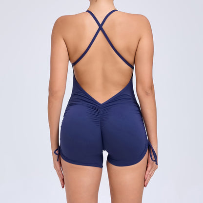 Summer Hollow Out Backless Side Drawstring Yoga Bodysuit for Women Ideal for Dance Fitness and High Performance Workouts