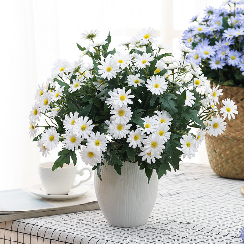 9-Piece Korean Style Faux Daisy Bouquet – Realistic Wild Daisy Home Decor for Living Room & Office Decoration