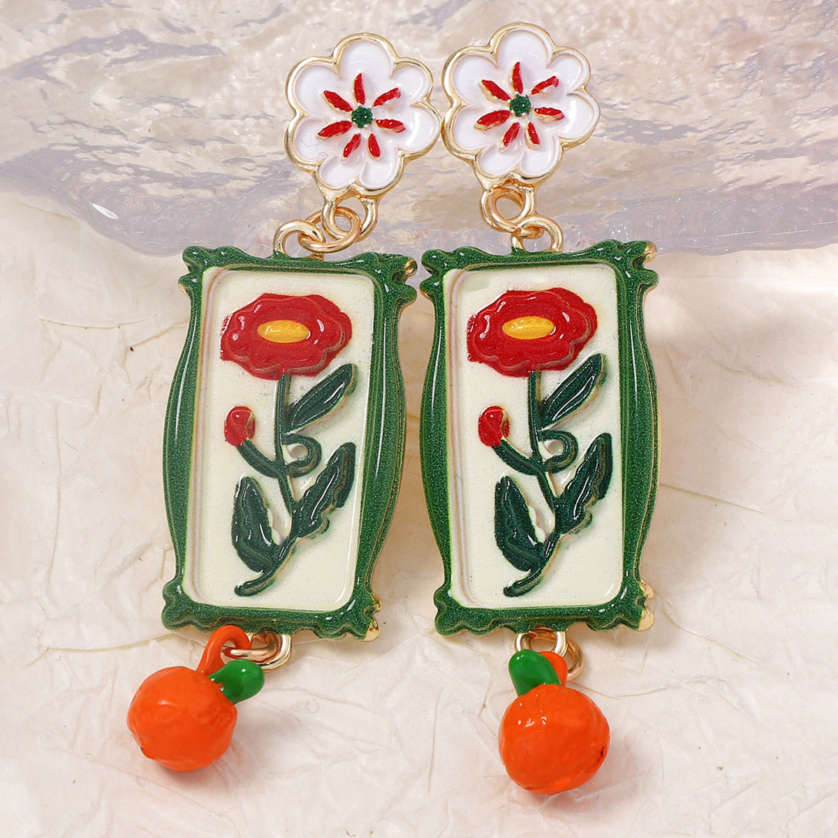 Vintage French-Inspired Elegant Floral Alloy Drop Earrings - Fresh and Stylish Bohemian Garden Design for Nature Lovers