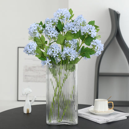 Stunning Faux Floral Arrangement for Home Decor – Perfect for Wedding Photography & Event Styling - 5-Head Artificial Hydrangea Cluster with Rustic Wood Accents