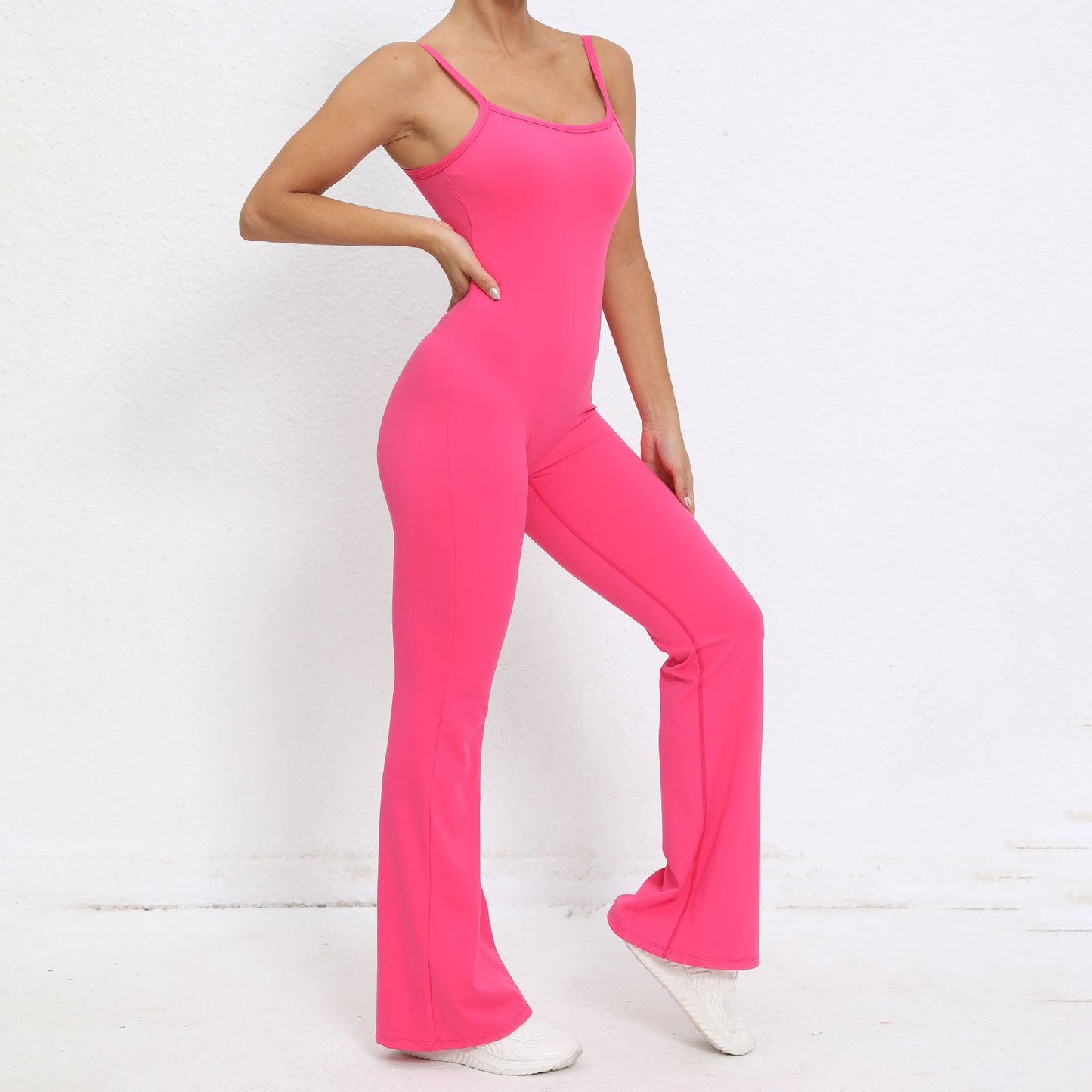 Slim Fit Yoga Jumpsuit for Women High Waisted Butt Lifting Workout Bodysuit with Flared Wide Leg Pants for Comfort and Style