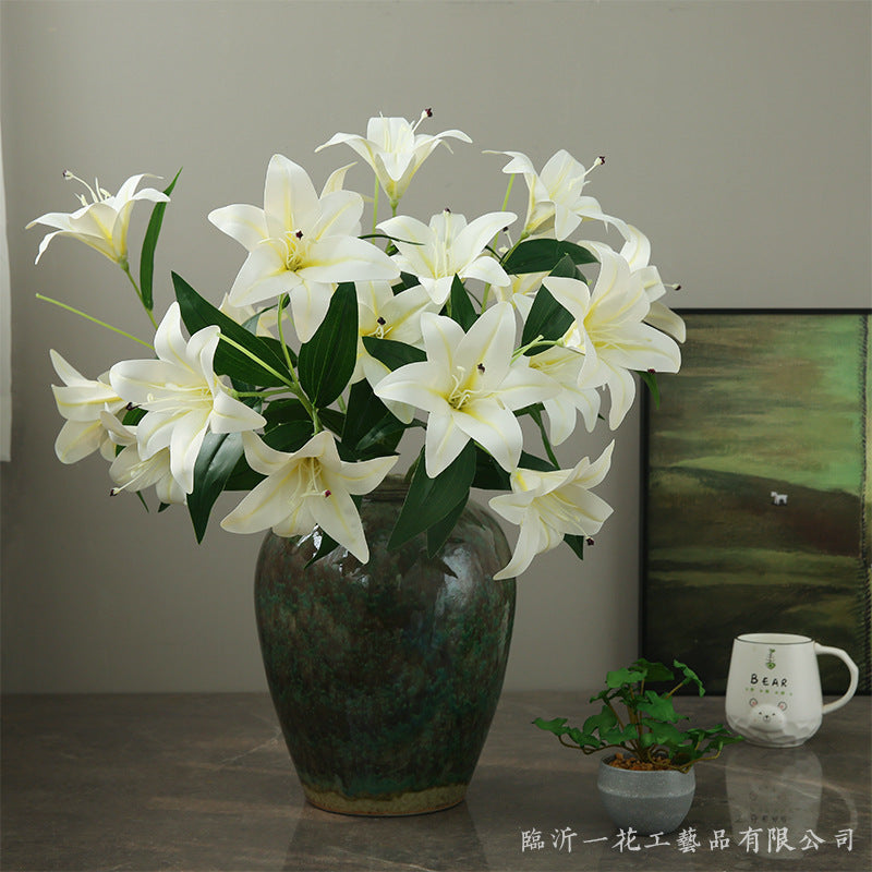 Luxurious Touch Realistic Scented Lily Faux Flowers - Elegant Home Decor Arrangement for Table Centerpieces and Tea Party Decoration