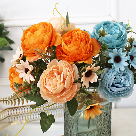 Realistic European-Style Peony and Daisy Silk Flowers for Home Décor – Perfect for Living Room, Weddings, and Photography