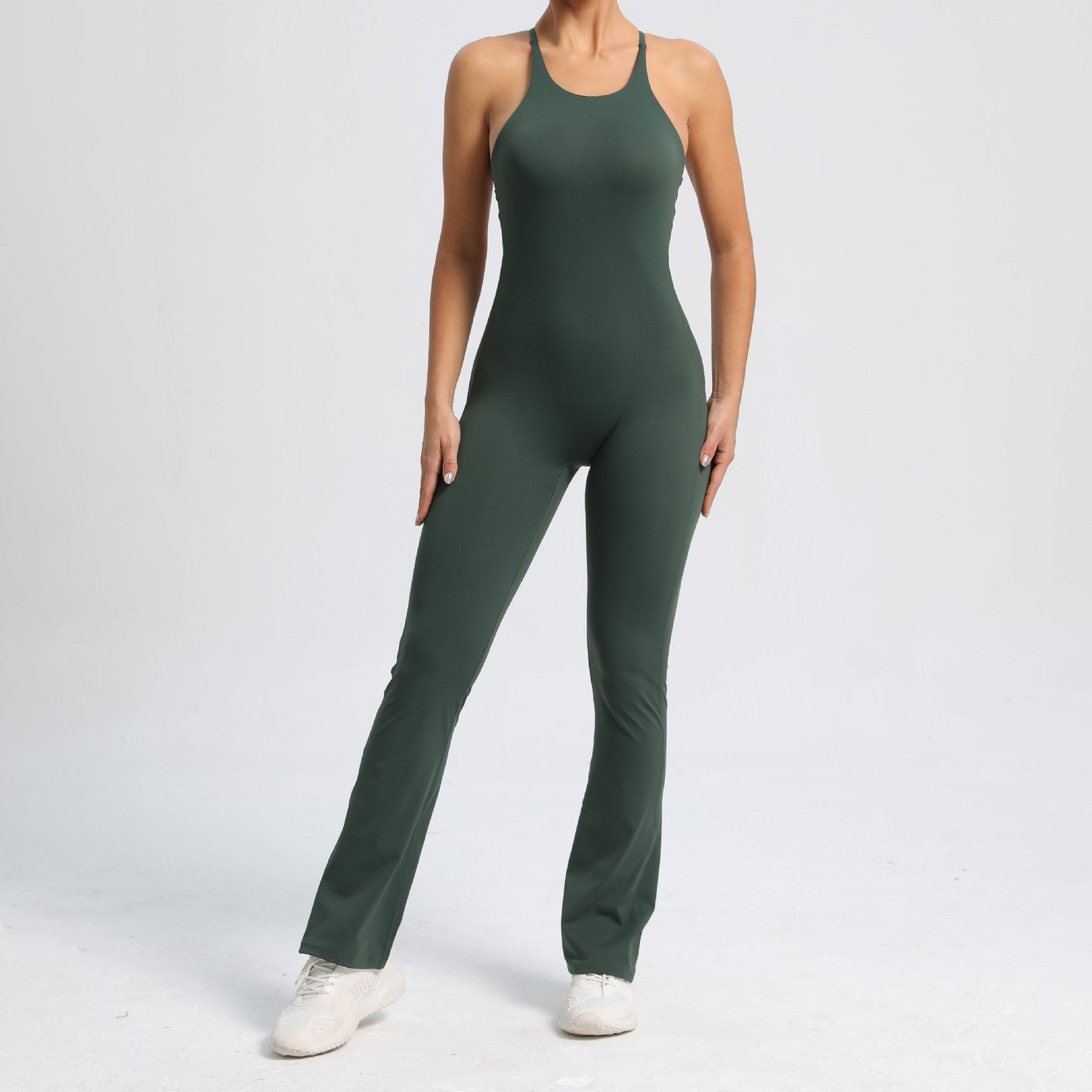 Adjustable Strappy Bodysuit Yoga Outfit Flattering Micro Flare Shaping Full Body Fitness Suit for Comfortable Movement and Workouts