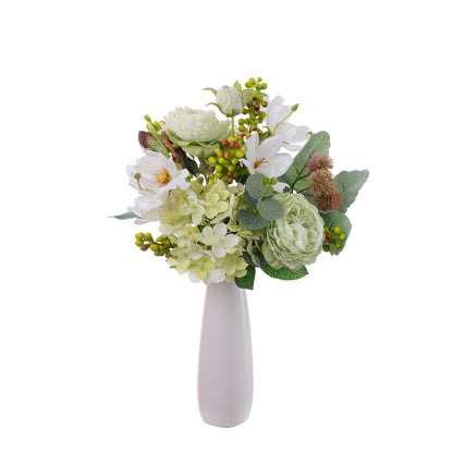 Charming Faux Hydrangea and Lotus Hand-Tied Bouquet for Home Decor - Perfect for Weddings, Floral Arrangements, Wall Art, and Elegant Centerpieces (Model CF01410)