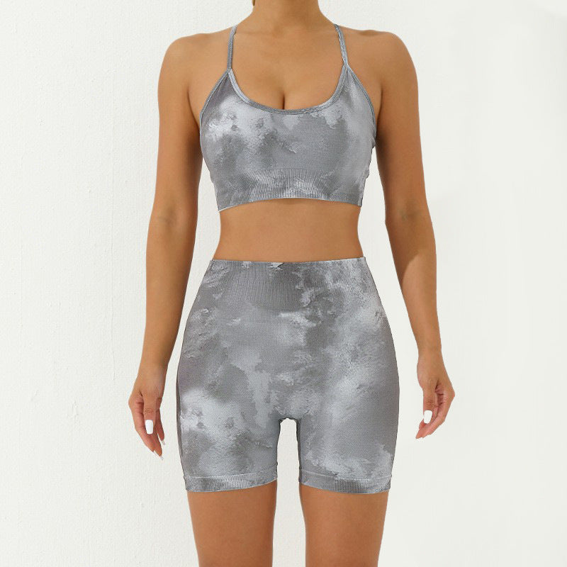 Camouflage Print Seamless Yoga Suit Set for Women Quick Dry High Waisted Running Fitness Leggings for Comfort and Performance