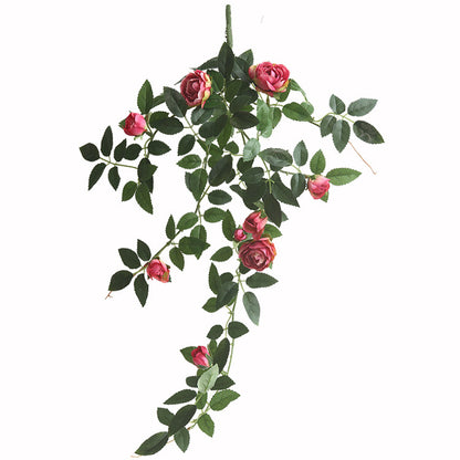 Realistic Rosebud Flower Vine Faux Floral Arrangement - Perfect Photography Prop, Hotel Decor, Creative Airbnb Styling, and Elegant Floral Design