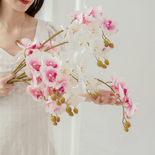 Realistic Adhesive Touch Orchids and Magnolia Silk Flowers - Stunning Decorative Roses for Home & Wedding - Perfect for Event Decoration (Model MW18903)