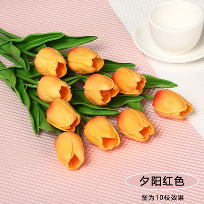 Realistic PU Tulip Artificial Flower Bouquet - Perfect Photo Prop and Elegant Home Décor for Living Room Floral Arrangements