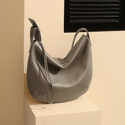 Large Capacity Tote Bag Made from Grain Leather Versatile Soft Leather Shoulder and Crossbody Bag for Every Occasion