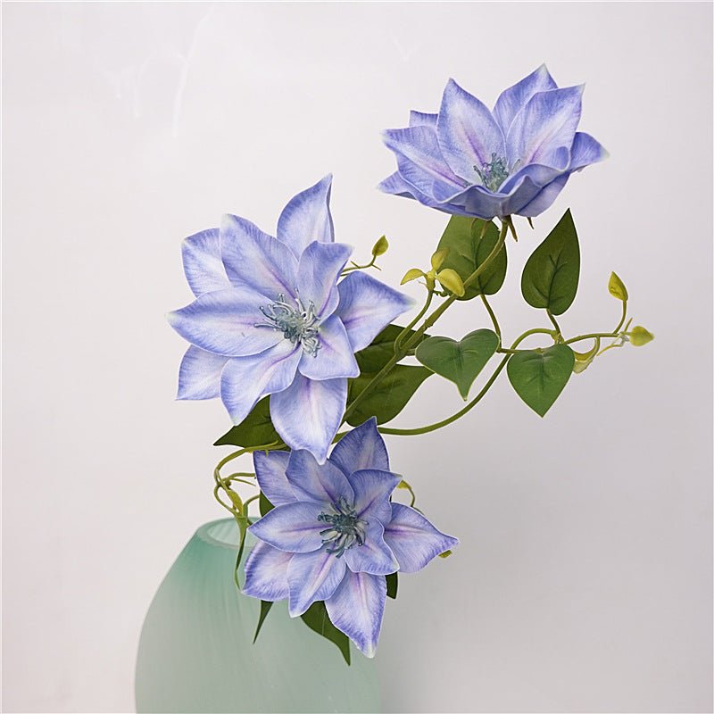 Elegant Nordic-Inspired Soft Touch Faux Clematis Flower Arrangement for Luxurious Home Decor – Perfect for Living Room and Floral Accents