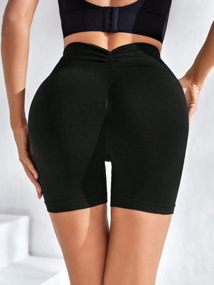 Seamless High Waisted Yoga Shorts for Women Flattering V Waist Design Ruching for Enhanced Curves for Running Training and Fitness Activities