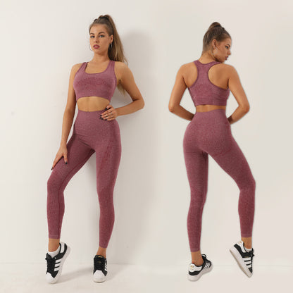 Seamless Polka Dot 3 Piece Set Women's Sports Bra Long Sleeve Top and Leggings for Fitness and Yoga Workouts