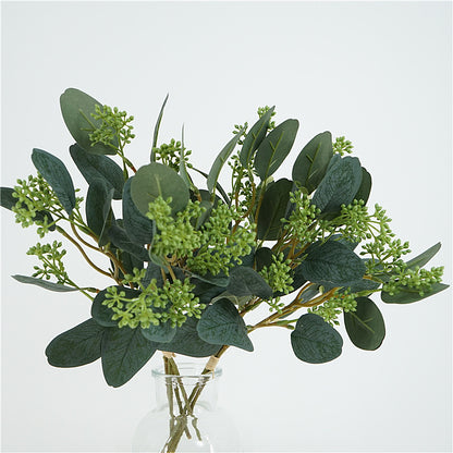 Lifelike Eucalyptus Leaf Bundles with Fruit - Perfect Artificial Greenery for Home Decor, Wedding Photography, Business Settings, and Living Room Accents