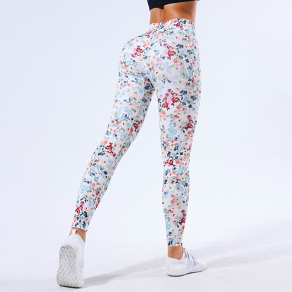 Women's 3D Floral Print High Waisted Yoga Pants Sculpting Butt Lifting and Comfortable Workout Leggings for Fitness and Activewear