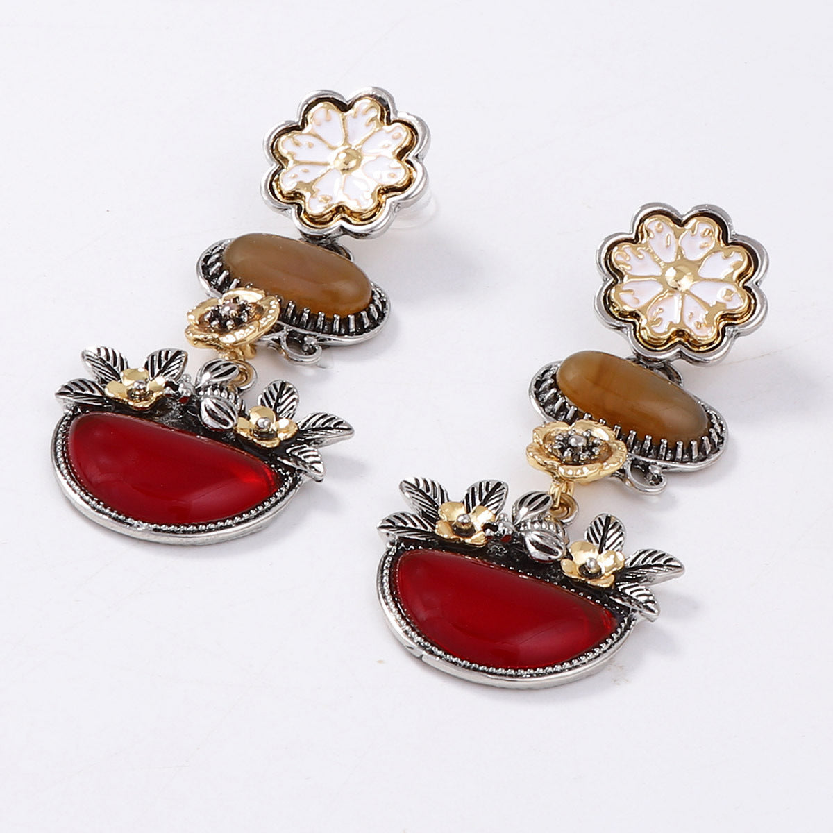 Bohemian Vintage-Style CZ Stone Multi-Layer Floral Drop Earrings – Luxurious, Elegant, and Perfect for Any Occasion