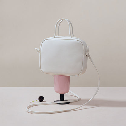 Tofu Bag Japanese Inspired Casual Minimalist Handbag Made from Grain Leather Versatile Shoulder Crossbody Bag for Everyday Use