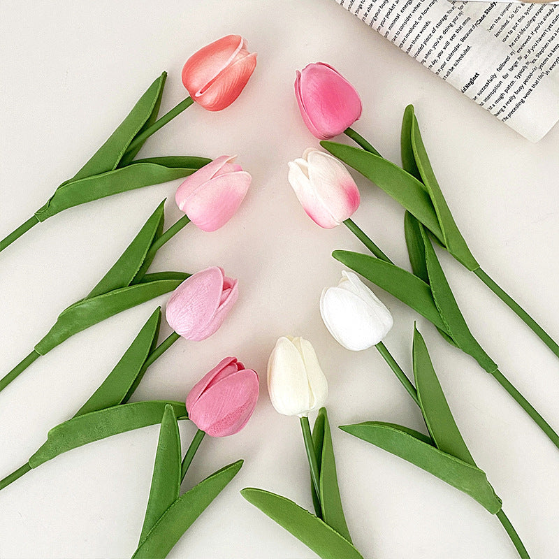 Realistic PU Mini Tulip Artificial Flower Bouquet - Perfect for Living Room Decoration, Dining Table Centerpiece, Photography Props, & Stunning Floral Arrangements