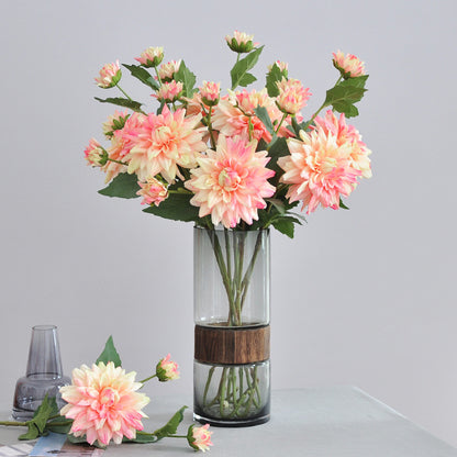 Stunning Faux Dahlia Flower - Perfect for Nordic Photography Props, Wedding Decorations, and Elegant Floral Arrangements | Single Stem with 3 Heads Artificial Dahlia for Home Décor and Events