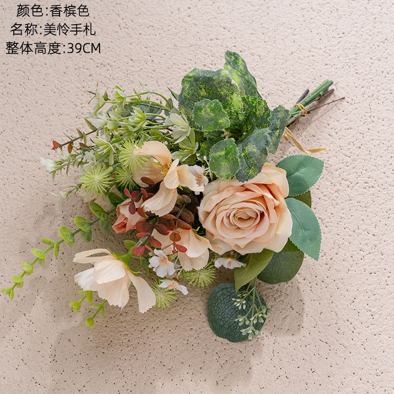 Stunning Faux Flower Bouquet for Home Décor - Elegant Wedding Handheld Flowers and Wall Hanging Decoration - Model CF01386