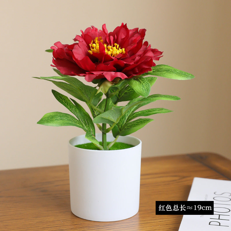 Realistic Faux Peony and Herbaceous Peony Potted Plant - Charming Home Décor for Dining Tables and Living Spaces, Lifelike Artificial Flower Arrangement