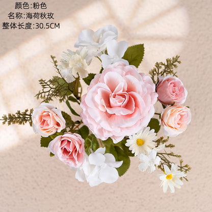 Realistic Green Plant Sea Lotus Autumn Rose Artificial Flowers – Perfect for Wedding Decorations, Home Décor, and All Occasions - Model MW55507