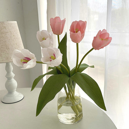 Luxurious Touch Sensation Moisturizing Tulip Faux Flowers - Elegant Home Living Room Décor, Perfect for Photography Props and Lasting Decoration