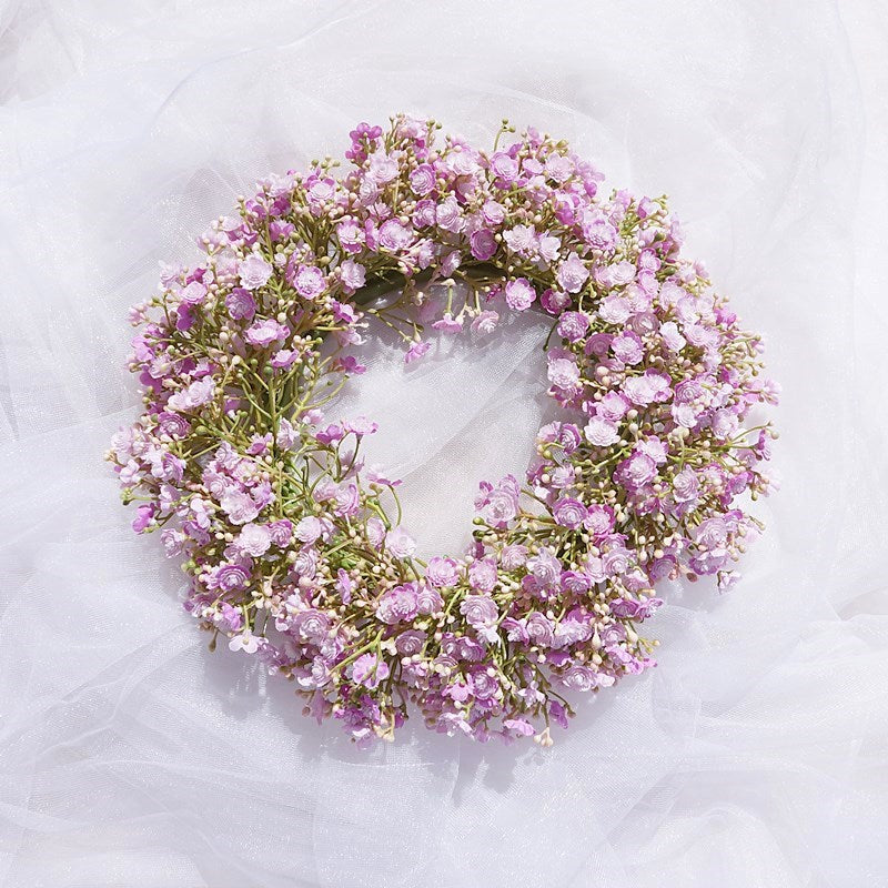 Luxurious Nordic-Inspired Faux Baby's Breath Flower Wreath - Elegant Home Decor for Weddings, Photography, and Door Displays