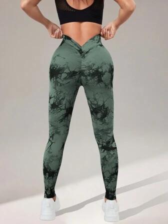 High Waisted Seamless Tie Dye Peach Yoga Pants for Women Butt Lifting Stretchy Fitness Leggings for Outdoor Workouts Gym Sessions