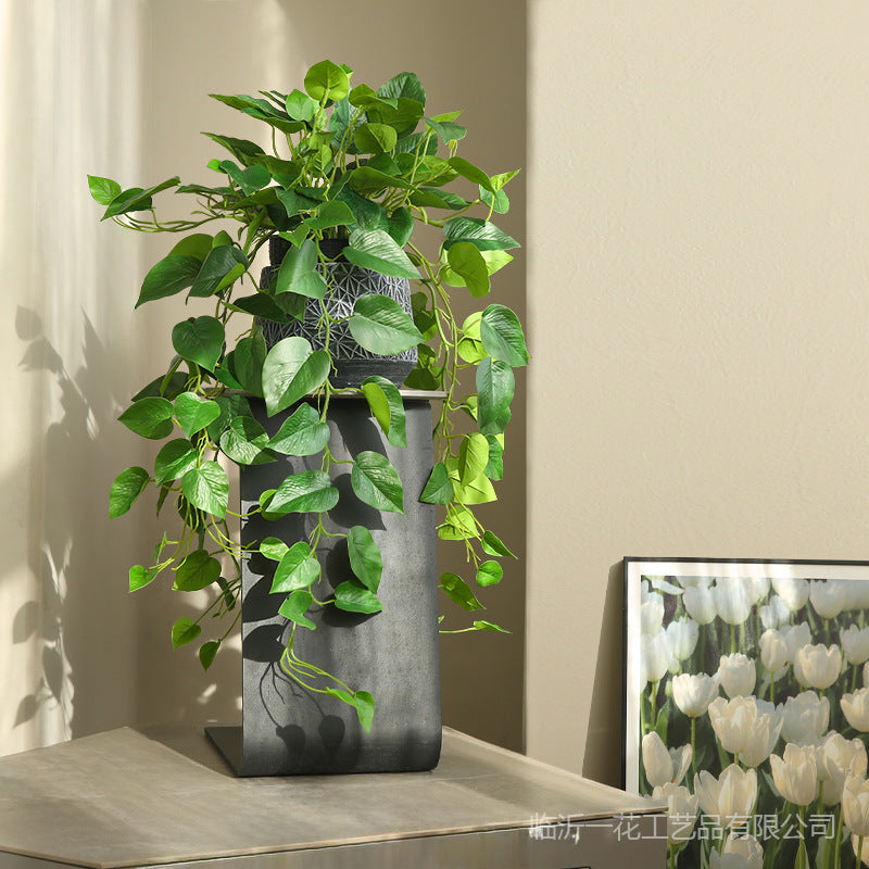 Lifelike Hanging Pothos Planter - Indoor Greenery Wall Art for Creative Home Decor, Perfect for Entryways, Balconies, and Faux Plant Lovers