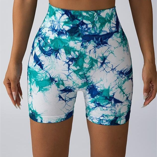 Seamless High Waisted Tie Dye Yoga Shorts for Women Peach Butt Enhancing Fitness Shorts for Comfort and Style