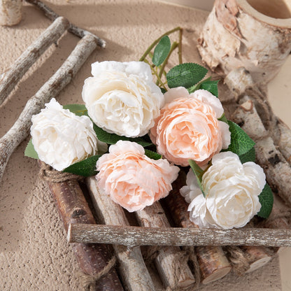 Single-Head Western Rose and Core Peony Artificial Flowers - Perfect Home Decor and Wedding Handheld Bouquet - Stunning, Realistic Faux Floral Arrangement for Celebrations and Events | MW51005