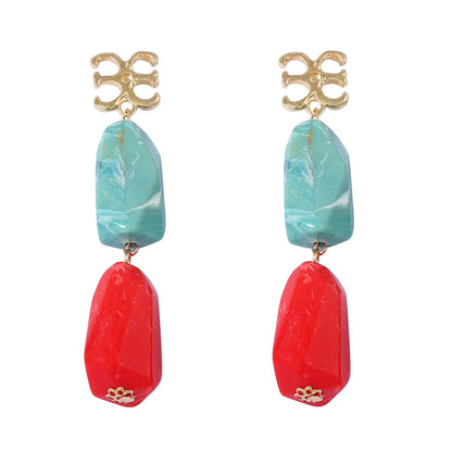 Chic Vintage-Inspired Irregular Geometric Patchwork Women's Earrings – Unique, Artsy Everyday Jewelry with Artistic Flair