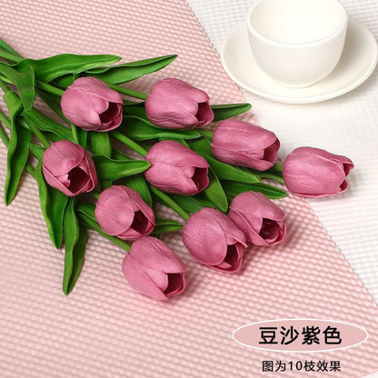 Realistic PU Tulip Artificial Flower Bouquet - Perfect Photo Prop and Elegant Home Décor for Living Room Floral Arrangements