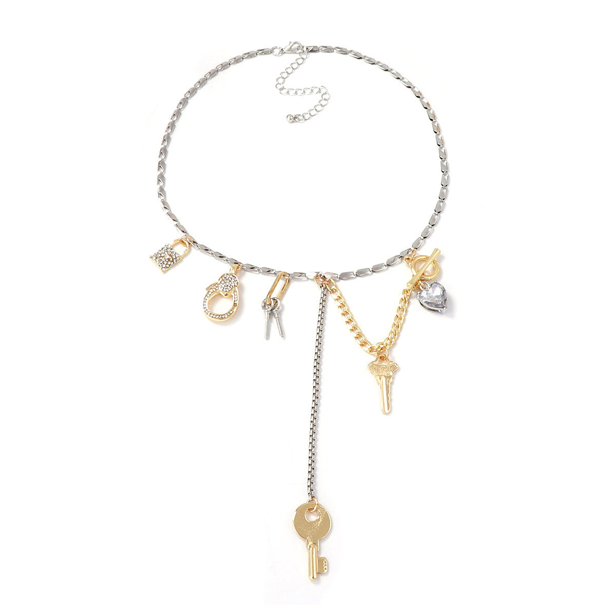 Chic Minimalist Geometric Alloy Key Lock Pendant Necklace for Women – Effortlessly Elegant and Versatile Casual Accessory