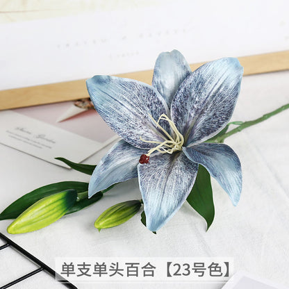 Luxurious Single-Stem Artificial Silk Lily for Wedding Decorations and Home Decor – Exquisite Pre-Made Floral Arrangement for a Touch of Elegance