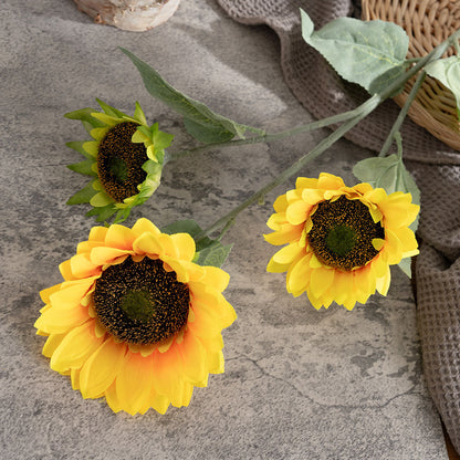 Vibrant Sunflower 3-Prong Artificial Floral Decoration | Perfect for Home Decor, Weddings, and Special Events | MW33710