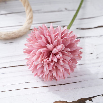 Vibrant Deep Pink Single Stem Dandelion Simulation Flower for Home Decor - Stunning Wedding Bouquet and Elegant Faux Rose Wall Arrangement | PJ1058