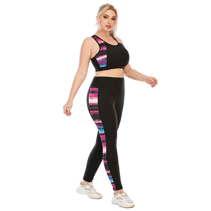 Plus Size Fitness Outfit Set High Performance Yoga Wear Compression Barbie Pants Supportive Sports Bra Australian Style AS22075 AS22076