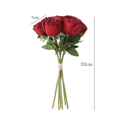 7-Head Royal Bride Rose Bouquet - Elegant Korean-Style Handheld Wedding Centerpiece Decoration with Multiple Bloom Roses for Hotel and Event Table Arrangements